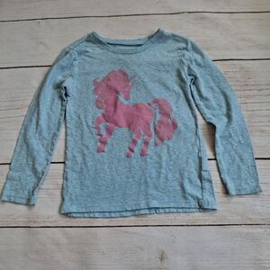 Children's Place 4T/XS Glittery Unicorn Long Sleeve Graphic Tee